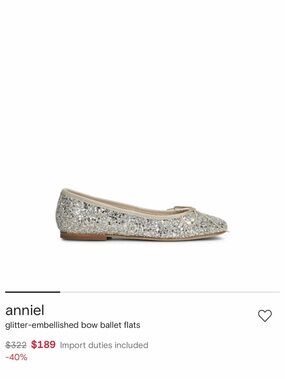 Anniel Silver Glitter Bow Ballet Flats